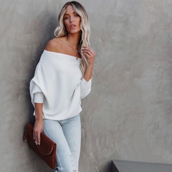 Vici Tops - Vici Cream Ribbed Long Sleeve Top